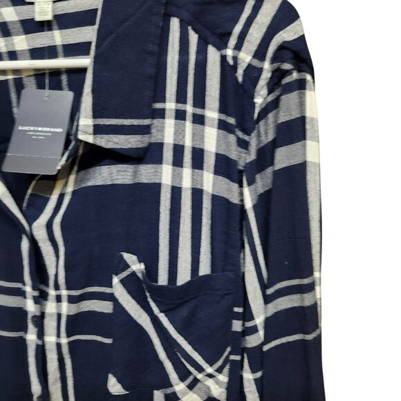 NEW Lucky Brand Womens‎ XL Button Up Shirt Blue Plaid Pattern Gauze Collared - Picture 13 of 16